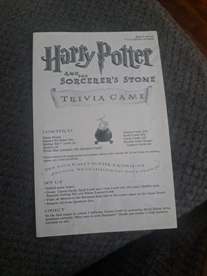 Harry Potter y la Piedra Filosofal Juego Trivia Instrucciones de Reemplazo 2000 Foto 1 de 4