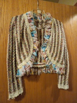 Cárdigan tejido arco iris One Girl Who Anthropolgie encaje/volantes florales 19 largo Foto 1 de 4