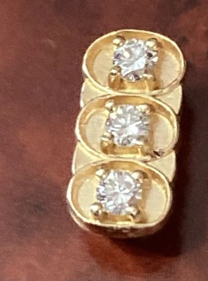 14k 3 Diamond Spacer Slide Bracelet Charm by R. Glatter  1.6 gr - Image 1 of 4