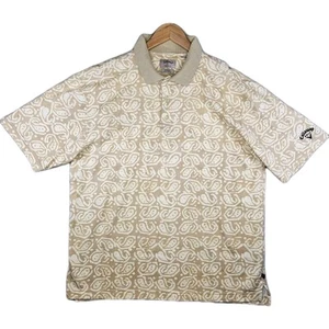 Callaway Men's Golf Polo Shirt Size Large Tan Off White Vintage Pattern Soft - Picture 1 of 20