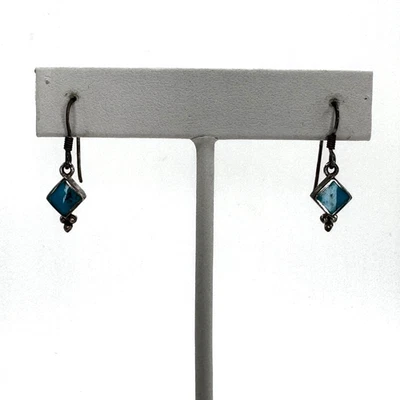 Brincos pequenos de prata esterlina 925 turquesa com gota pendente Southwestren - Imagem 1 de 4