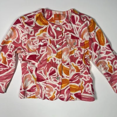 Hearts of Palm Woman Colorful Denim Blazer Jacket Size 10 - Image 1 of 4