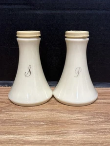 Vintage Cream Ceramic Salt & Pepper Shaker Set – Mid Century Modern Style #5202 - Picture 1 of 8