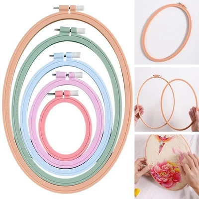 5 Pieces Plastic Embroidery Hoops Assorted Handmade Holder Spring Tension Ring - Image 1 of 4
