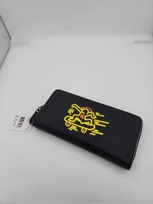 NWT Coach x Keith Haring Boarding Man Long Zip wallet F87107 Black Outlet - image 1 of 4