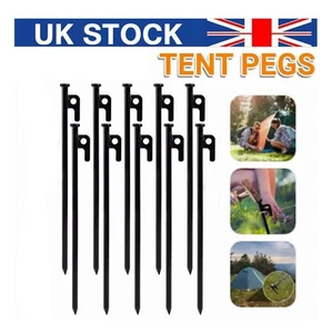 12" Heavy Duty Tent Pegs Steel Camping Hiking Outdoor Ground Stakes Metal Nail - Picture 1 of 12