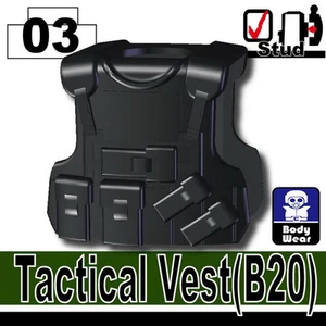 Schwarz B20 taktische Armeeweste kompatibel mit Spielzeugziegel Minifiguren SWAT - Bild 1 von 2