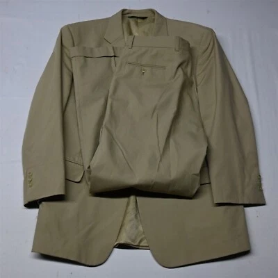 Jos A Bank 43R 44R 33x30 Khaki Cotton Mens Jacket Pants Suit - Image 1 of 4