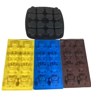 4 Silicone Molds BPA Free Gummy’s Candy Jello Shots Ice Monsters & Hearts - Picture 1 of 5