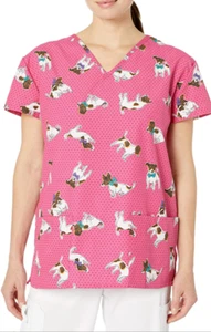 NURSE Scrubs cute dog NWT- (M/ approx. 12- 14 ) MUST SEE 2 pockets-cotton/poly - Picture 1 of 3