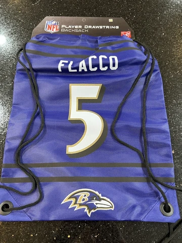 Baltimore Ravens Joe Flacco NFL Drawstring Backpack Team Logo Foco Cover