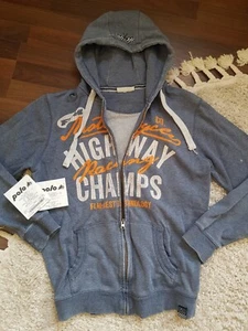 Original FLM Hoodie Jacke Kapuzenjacke Fleece Zipjacke used-look M Herren Grau - Bild 1 von 11