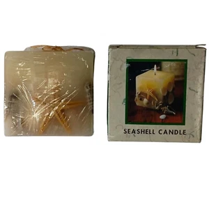 Muschelkerze Vanille Duft Quadrat Klein Festes Wachs DSI 2001 Vintage Dekor - Bild 1 von 8