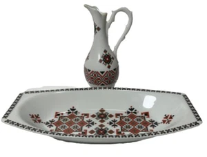 Vintage Small Porcelain Vase & Dish Set Marusha Ukrainian Folklore - Picture 1 of 10