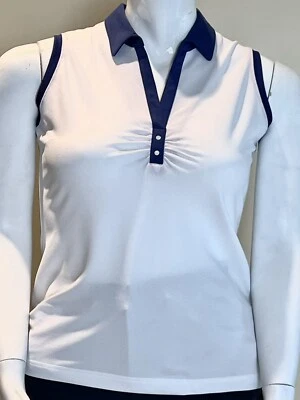Camisa de golf Sport Haley para mujer con cuello blanco/azul talla L (B.48) Foto 1 de 4