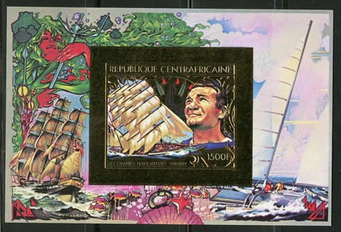 Center Africa Navigators Tabarly Sailor Ship Gold Foil Gold Michel Bloc 152 B Cover