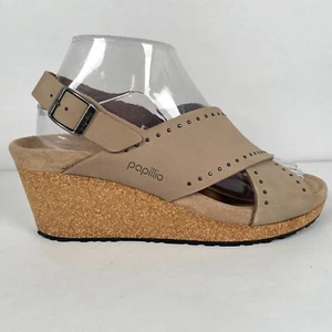 Sandalias Birkenstock Papillio Samira para mujer talla 39 EE. UU. 8 zapatos de cuña topo nobuck - Imagen 1 de 9