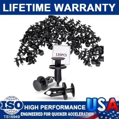 120X 8mm Hole Plastic Rivets Fastener Push Clip Clips For Car Auto Bumper Fender - Image 1 of 4