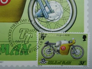 TT Races 1957 GUZZI 500cc V8 St John Ambulance PC 1987 1st Day Issue - Picture 1 of 3