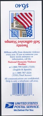 Scott #2920a Flag over Porch Booklet of 20 Stamps - MNH (List 1) NDVH Hotline - Image 1 of 2