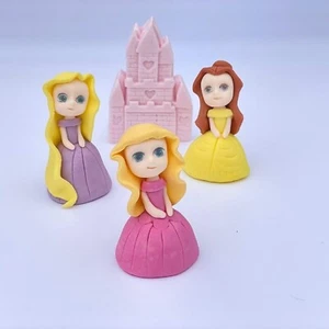 3x Princess Cake Toppers Personalised Set Girls Birthday Decoration Edible Glue - Picture 1 of 9