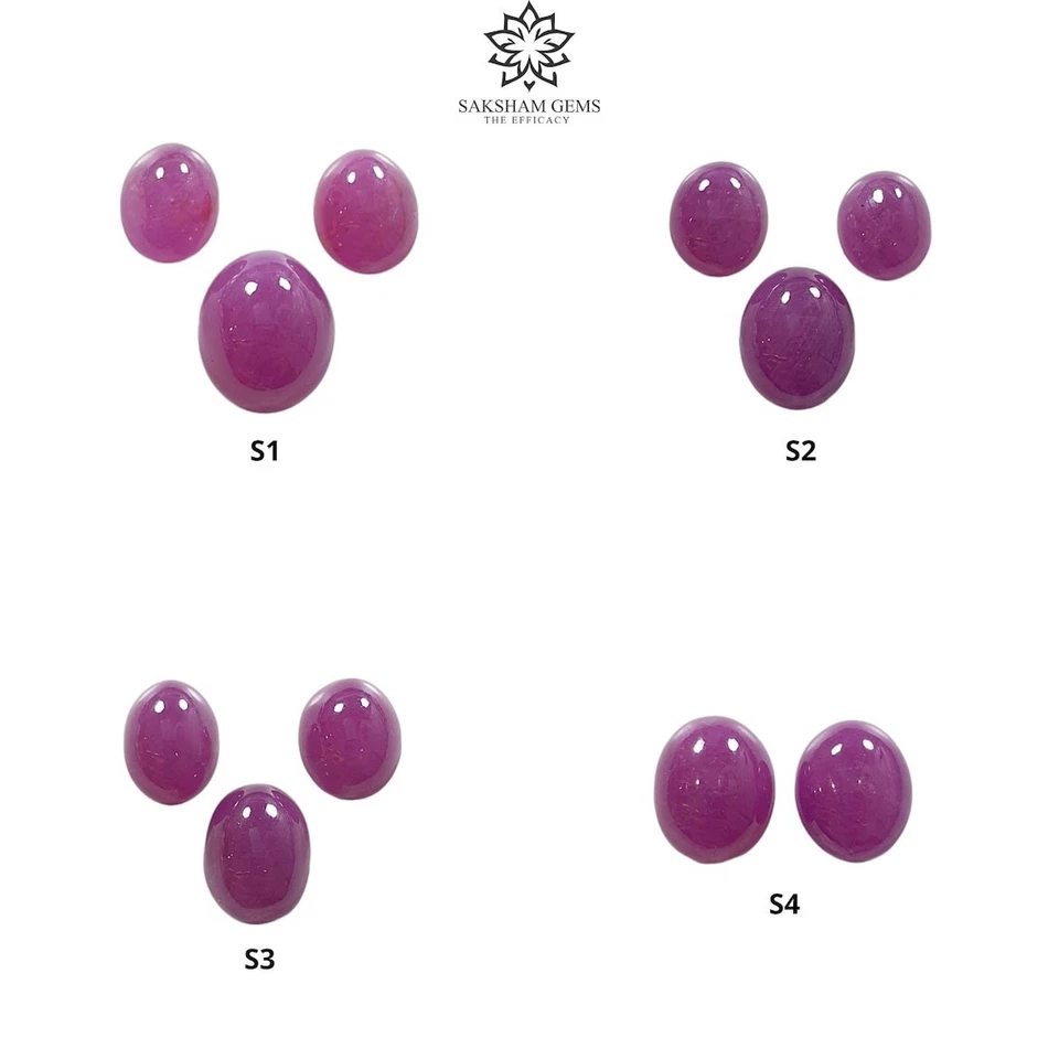100% Natural Untreated Purple Ruby Gemstone Cabochon Oval Shape 3pcs - Image 1 of 1