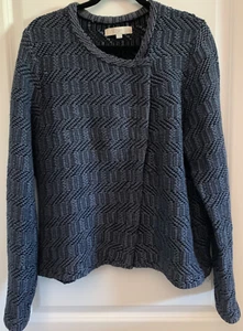 Ann Taylor Loft Full Zip Sweater Slate Blue XL - Picture 1 of 10