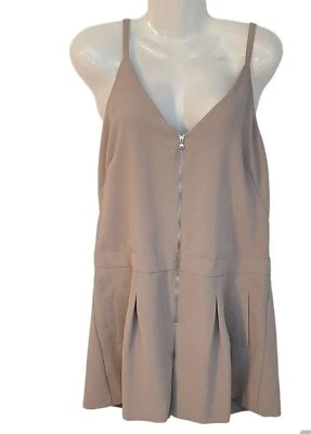 Trina Turk Jeanette Taupe Forrado Cuello en V Mameluco Mujer 12 Nuevo con Etiquetas $228 EE. UU. Playa Fiesta Foto 1 de 4