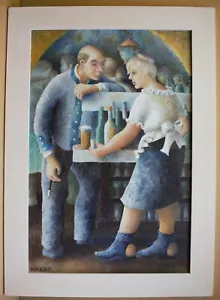 Figures in a Bier Keller. Original Oil by listed artist Barbara M Webb, c1985 - Picture 1 of 8