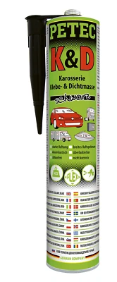 PETEC K&D Karosserie Klebe-&Dichtmasse schwarz in Kartusche 310ml - 94730 - Bild 1 von 3