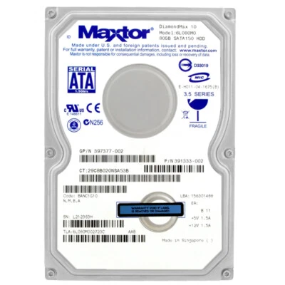 Festplatte Maxtor 80GB 6L080M0  DiamondMax 10 7200RPM Sata 3,5" Zoll - Bild 1 von 4