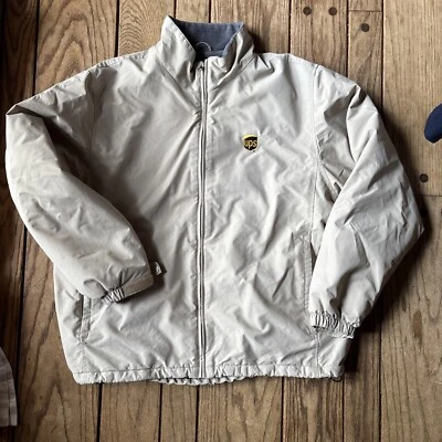 UPS United Parcel Service Lands End Beige Jacket Mens Size Large Zip Up - Image 1 of 4