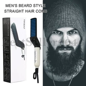 Beard Straightener Comb Quick Heated Brush Styler For Mens Pro Hair Electric - Picture 1 of 21