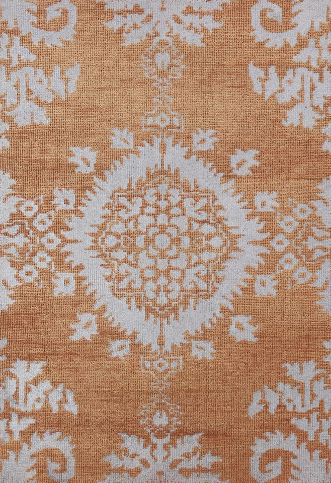 Abstract Transitional Oriental 4x6 Area Rug Hand-knotted Carpet - Image 1 of 4