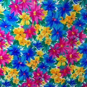 Vintage Woven Fabric Material Floral Groovy RETRO Flower Power Watercolor 80s 90 - Picture 1 of 12