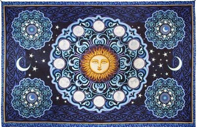 Tapiz 3D Dan Morris Zodiaco Astrológico Sol Luna Fuego Agua Tierra Signos de Aire Foto 1 de 4