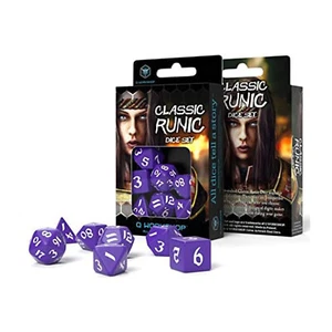 Q-Workshop Classic Runic Purple & White Roleplaying 7 Piece Dice Set NEW - Picture 1 of 1