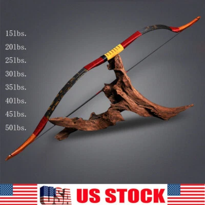 Arco largo tradicional de tiro con arco arco recurvo arco de caballo objetivo de caza arco de 15-50 libras Foto 1 de 4