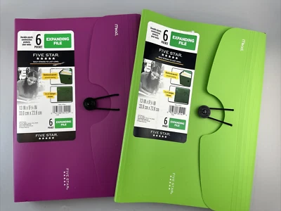 Mead 6 Pocket Expanding Files - Pink & Green - NEW - Plastic - Back to School! - Image 1 of 4