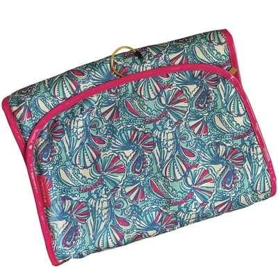 Lilly Pulitzer for Target Hanging Travel Make Up Toiletry Bag Case Blue Pink EUC - Image 1 of 4