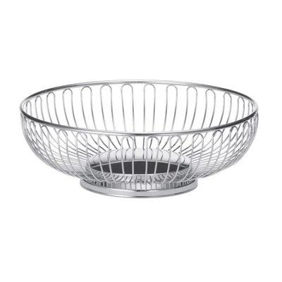 4175 Bread Basket, Chrome Plated, round Wire Storage, Chalet Collection, Fruit o - Image 1 of 3