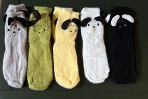 Five Pairs Cozy Soft Bunny Cat Animal Socks House Socks Fuzzy Socks Plush Sleep - Picture 1 of 8