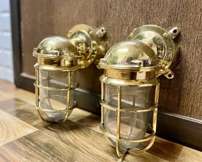 Caja de conexiones de luz de mamparo de paso de latón macizo marino náutico - Lote de 2 Foto 1 de 4