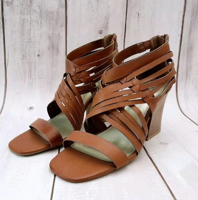 Alpargata de cuero sintético a.n.a tacones con punta abierta para mujer talla 10 marrón Foto 1 de 4