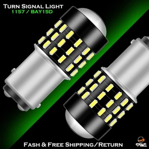 2x 1157 54-SMD LED Tail Brake Stop Reverse Parking Light Bulbs 6000K Super White - Foto 1 di 10