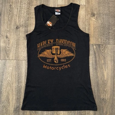 Camisa regata feminina Harley Davidson tamanho XL preta dupla face Y2K motociclista - Imagem 1 de 4