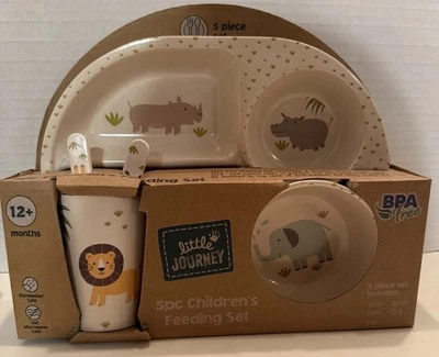 Juego de alimentación infantil Little Journey 5 piezas con animales de zoológico.  Nuevo en caja Foto 1 de 4