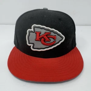 KANSAS CITY CHIEFS Black Red NFL New Era Adult Fitted 7 1/4 Hat Arrow Logo Men's - Picture 1 of 16