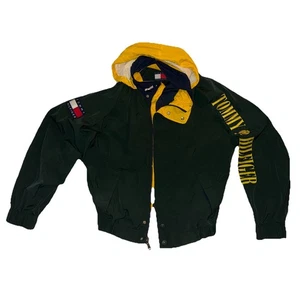 Vintage Tommy Hilfiger Windbreaker Jacket Green Yellow Coat Men’s  - Picture 1 of 8