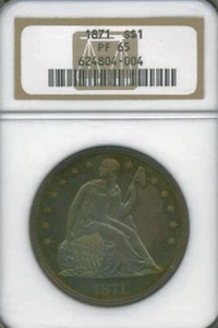 1871 NGC PR65 $13,500 PCGS Price Guide -- Proof Seated Dollar Silver $1 - Picture 1 of 3